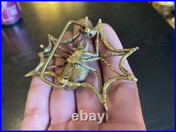 Rare Very Limited Edition Carl Tasha Brass Spider & Web Belt Buckle, 21/100