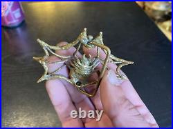 Rare Very Limited Edition Carl Tasha Brass Spider & Web Belt Buckle, 21/100