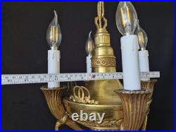 Rare Vintage Antique French Brass Chandelier Ceiling Light 4 Arms Very beautiful