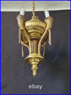 Rare Vintage Antique French Brass Chandelier Ceiling Light 4 Arms Very beautiful