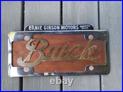 Rare Vintage Buick Brass & Wood w Frame Topper License Plate Booster Very Unique