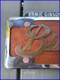 Rare Vintage Buick Brass & Wood w Frame Topper License Plate Booster Very Unique