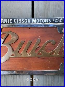 Rare Vintage Buick Brass & Wood w Frame Topper License Plate Booster Very Unique