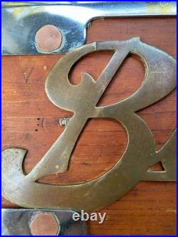 Rare Vintage Buick Brass & Wood w Frame Topper License Plate Booster Very Unique