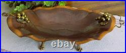 Rare Vintage MCM Copper Brass GRAPES Footed Console Bowl Dish Italy VERY NICE
