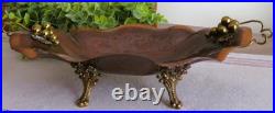 Rare Vintage MCM Copper Brass GRAPES Footed Console Bowl Dish Italy VERY NICE