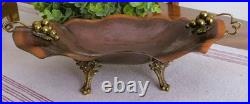 Rare Vintage MCM Copper Brass GRAPES Footed Console Bowl Dish Italy VERY NICE