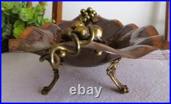 Rare Vintage MCM Copper Brass GRAPES Footed Console Bowl Dish Italy VERY NICE