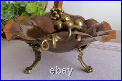 Rare Vintage MCM Copper Brass GRAPES Footed Console Bowl Dish Italy VERY NICE