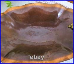 Rare Vintage MCM Copper Brass GRAPES Footed Console Bowl Dish Italy VERY NICE