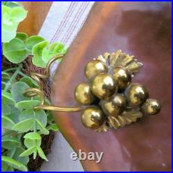 Rare Vintage MCM Copper Brass GRAPES Footed Console Bowl Dish Italy VERY NICE