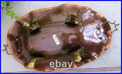 Rare Vintage MCM Copper Brass GRAPES Footed Console Bowl Dish Italy VERY NICE