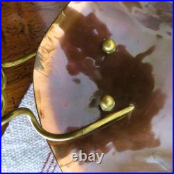 Rare Vintage MCM Copper Brass GRAPES Footed Console Bowl Dish Italy VERY NICE