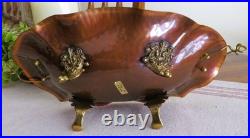 Rare Vintage MCM Copper Brass GRAPES Footed Console Bowl Dish Italy VERY NICE