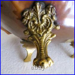 Rare Vintage MCM Copper Brass GRAPES Footed Console Bowl Dish Italy VERY NICE