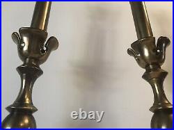 Rare pair of unique mid century Very tall solid brass modern lamps Vintage 60's