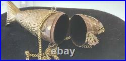 Rare vintage brass and copper fish purse Only One Eye Nice Piece Very Shiny
