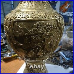 Resin Over Brass Vase-large, 19-very Detailed-rare-great Color-super Unique