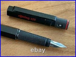 Rotring 600 Fountain Pen Black F Nib / Made in Germany Knurled Grip / very rare