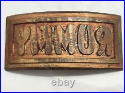 Rummy brass printing plate very rare Soda pop advertisement