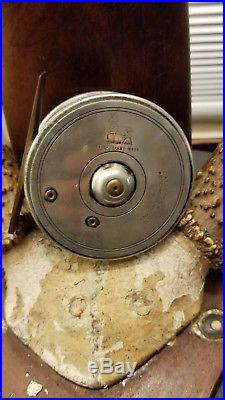 S. Allcock Fly Reel Redditch England Brass Foot with Rare Trademark Very Good