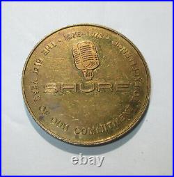 SHURE Microphone Medallion Coin Token Large Heavy Brass very Rare collection