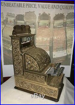 STUNNING VERY RARE Old Mdl #12 Fine Scroll Nat'l Brass Candy Store Cash Register