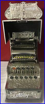 STUNNING VERY RARE Old Mdl 12 Fine Scroll Nat'l Brass Candy Store Cash Register