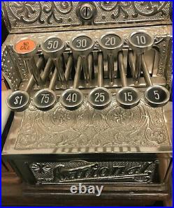 STUNNING & VERY RARE Old Mdl12 Fine Scroll Nat'l Brass Candy Store Cash Register