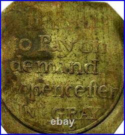 Scotland Inverness Brass Bracteate Twopence Token 1758 Davis 3 Very Rare
