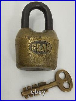 Solid Brass and Steel PEAR Old Lock and Key Very Rare