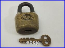 Solid Brass and Steel PEAR Old Lock and Key Very Rare