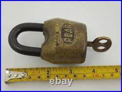 Solid Brass and Steel PEAR Old Lock and Key Very Rare