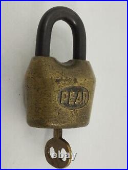 Solid Brass and Steel PEAR Old Lock and Key Very Rare