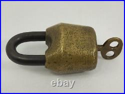 Solid Brass and Steel PEAR Old Lock and Key Very Rare