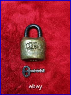 Solid Brass and Steel PEAR Old Lock and Key Very Rare May be from Europe Heavy