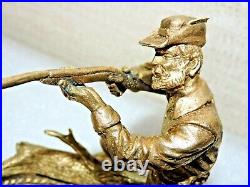 Statue Hunter Gun Ashtray Cast Brass Heavy Vintage USSR Soviet Russia Very Rare