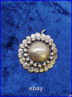 Stephen Burr Signed Brass Brutalist Floral Pendant 85 Double Signature Very Rare