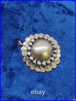 Stephen Burr Signed Brass Brutalist Floral Pendant 85 Double Signature Very Rare