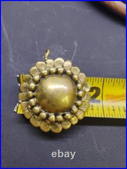 Stephen Burr Signed Brass Brutalist Floral Pendant 85 Double Signature Very Rare