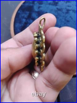 Stephen Burr Signed Brass Brutalist Floral Pendant 85 Double Signature Very Rare