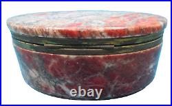 Stunning RARE ITALIAN ALABASTER & BRASS LRG TRINKET BOX VERY DIFFERENT COLORS