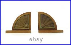 Stunning Very Rare French 30s Art Deco Avantgarde Sunray Pair Bookends Antique