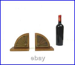 Stunning Very Rare French 30s Art Deco Avantgarde Sunray Pair Bookends Antique