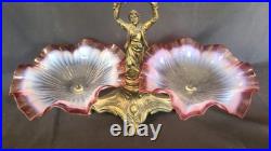 Stunning & Very Rare Vintage Glass & Brass 3 Tier Epergne Showpiece Centerpiece