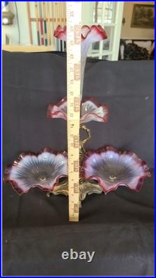 Stunning & Very Rare Vintage Glass & Brass 3 Tier Epergne Showpiece Centerpiece