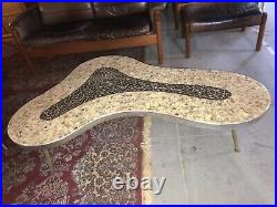 Super Rare C. 1950s Mid Century Modern Tiled Kidney Shaped Coffee Table Very Cool