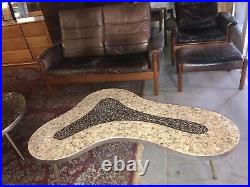 Super Rare C. 1950s Mid Century Modern Tiled Kidney Shaped Coffee Table Very Cool