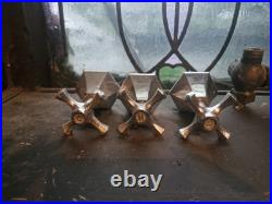 Superb Pair Of Art Deco Chrome Plated Taps Heavy Brass Very Rare Item & Design