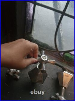 Superb Pair Of Art Deco Chrome Plated Taps Heavy Brass Very Rare Item & Design